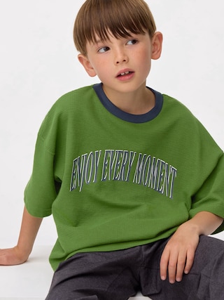 KIDS(男女兼用)ドライワッフルボクシーT(5分袖) 【KIDS・TEEN】 【キッズ Tシャツ・スウェット・ニット】【GU公式/ジーユー】 【GREEN】 KIDS(男女兼用)ドライワッフルボクシーT(5分袖) 【KIDS・TEEN】 【キッズ Tシャツ・スウェット・ニット】【GU公式/ジーユー】 【GREEN】
