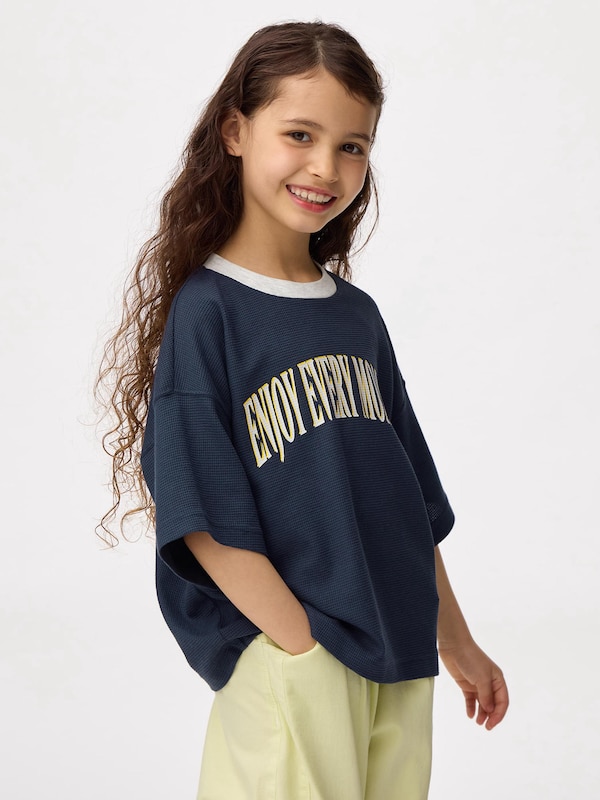 KIDS(男女兼用)ドライワッフルボクシーT(5分袖)