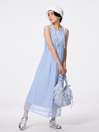 2ピースチュールワンピース 【レディース】 【ワンピース・サロペット】【GU公式/ジーユー】 【BLUE】 2ピースチュールワンピース 【レディース】 【ワンピース・サロペット】【GU公式/ジーユー】 【BLUE】