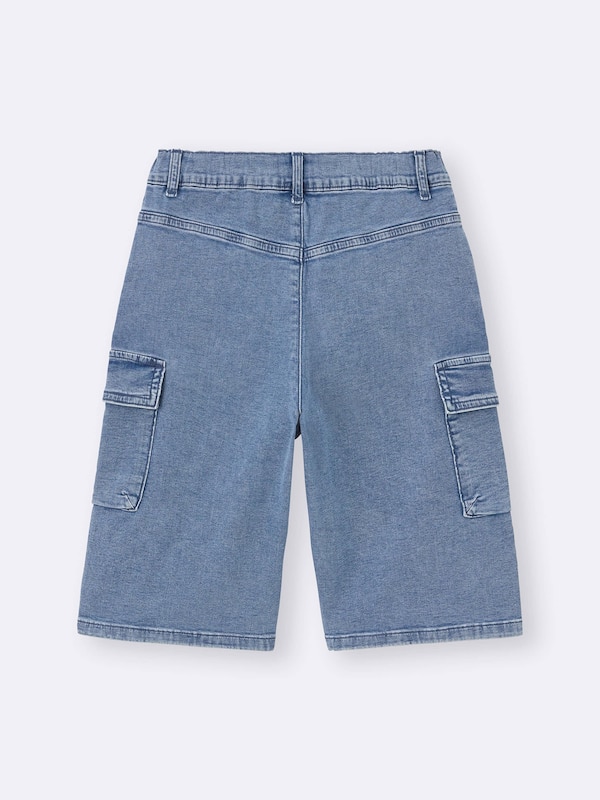 KIDS(男女兼用)デニムワイドカーゴクロップドパンツ+E