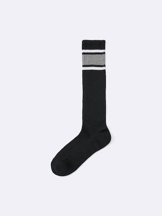 ハイソックス(ライン)+E 【メンズ】 【インナー・下着】【GU公式/ジーユー】 【BLACK】 ハイソックス(ライン)+E 【メンズ】 【インナー・下着】【GU公式/ジーユー】 【BLACK】