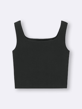 コットンブレンドクロップドスクエアネックタンクトップ(ドライ) 【レディース】 【Tシャツ・スウェット】【GU公式/ジーユー】 【BLACK】 コットンブレンドクロップドスクエアネックタンクトップ(ドライ) 【レディース】 【Tシャツ・スウェット】【GU公式/ジーユー】 【BLACK】