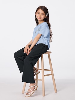 GIRLSリブプルオンワイドフレアパンツ