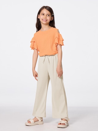 GIRLSリブプルオンワイドフレアパンツ 【KIDS・TEEN】 【キッズ パンツ・スカート】【GU公式/ジーユー】 【NATURAL】 GIRLSリブプルオンワイドフレアパンツ 【KIDS・TEEN】 【キッズ パンツ・スカート】【GU公式/ジーユー】 【NATURAL】