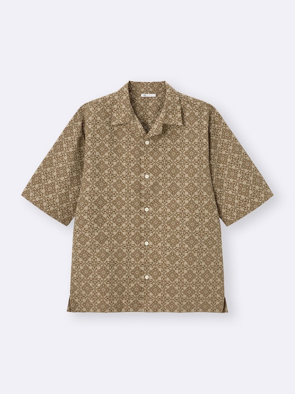 オープンカラーシャツ(5分袖)(ジオメトリック)