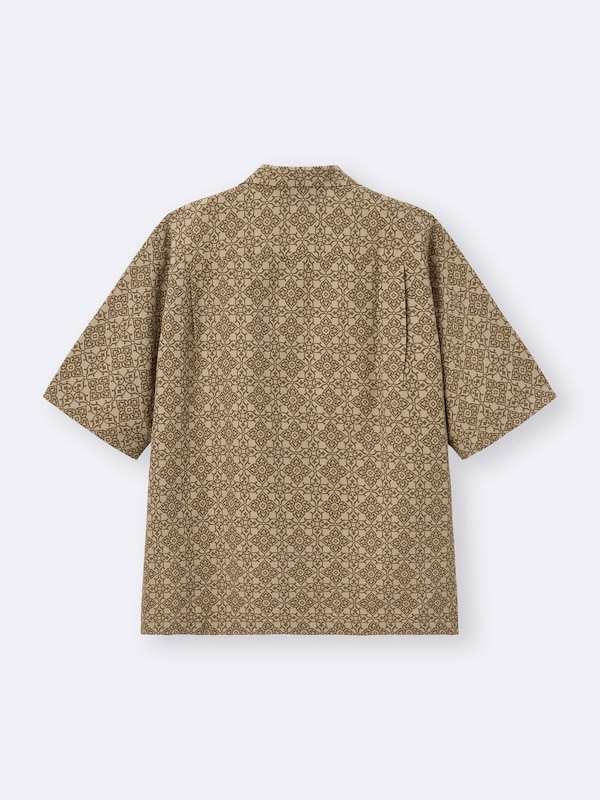オープンカラーシャツ(5分袖)(ジオメトリック)