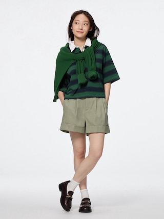 タックショートパンツ+E 【レディース】 【パンツ】【GU公式/ジーユー】 【OLIVE】