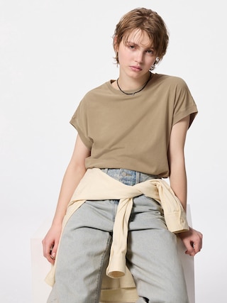ウォッシュドT 【レディース】 【Tシャツ・スウェット】【GU公式/ジーユー】 【BROWN】 ウォッシュドT 【レディース】 【Tシャツ・スウェット】【GU公式/ジーユー】 【BROWN】