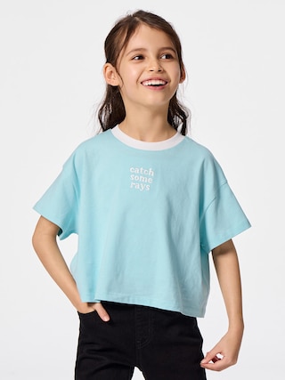 GIRLSグラフィックT(リンガー) 【KIDS・TEEN】 【キッズ Tシャツ・スウェット・ニット】【GU公式/ジーユー】 【BLUE】 GIRLSグラフィックT(リンガー) 【KIDS・TEEN】 【キッズ Tシャツ・スウェット・ニット】【GU公式/ジーユー】 【BLUE】