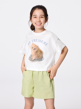 GIRLSグラフィックT(キャット) 【KIDS・TEEN】 【キッズ Tシャツ・スウェット・ニット】【GU公式/ジーユー】 【OFF WHITE】 GIRLSグラフィックT(キャット) 【KIDS・TEEN】 【キッズ Tシャツ・スウェット・ニット】【GU公式/ジーユー】 【OFF WHITE】