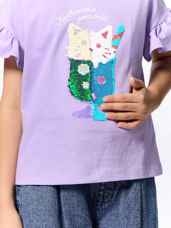 GIRLSスパンコールT(キャット)