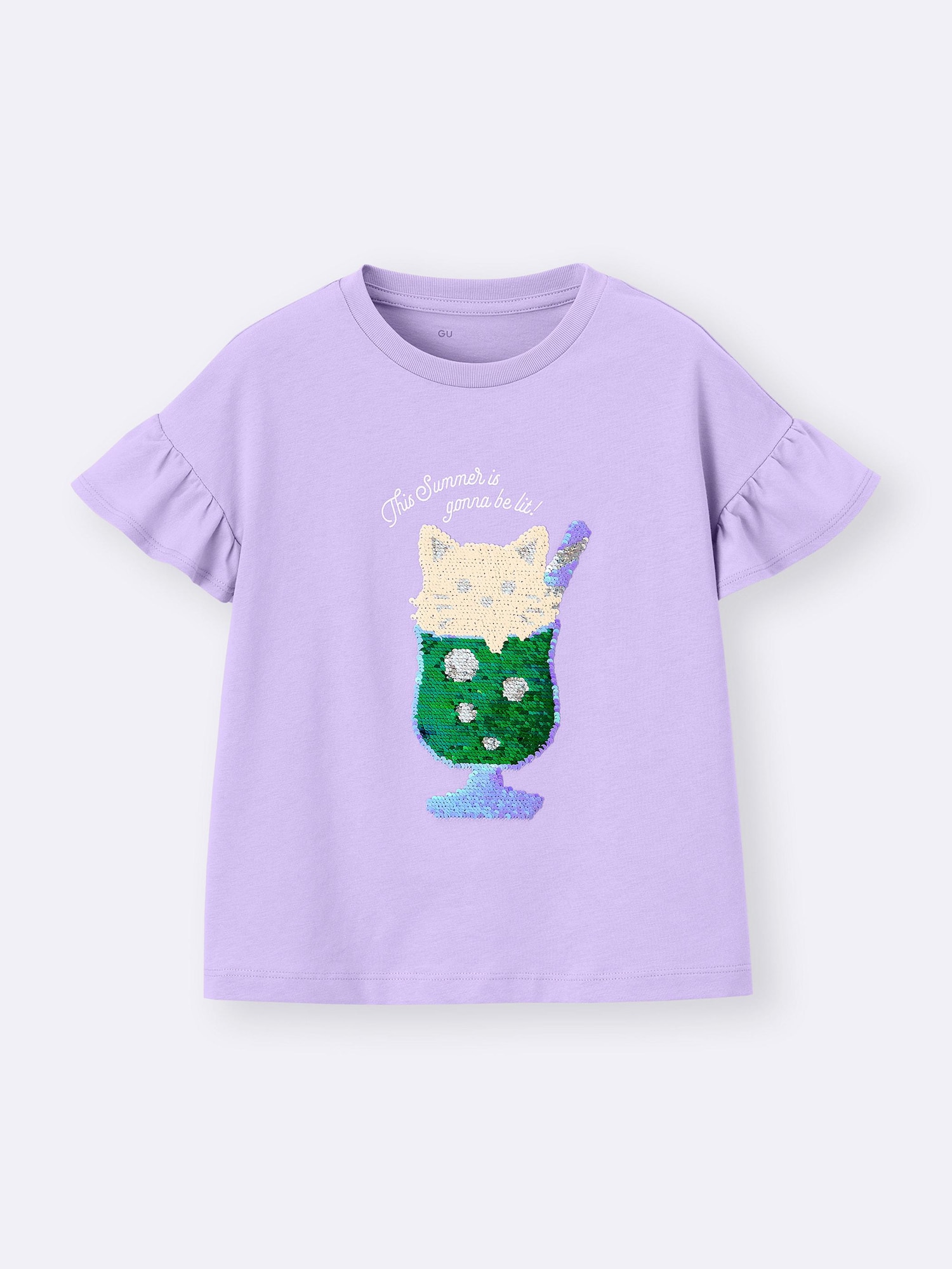 スパンコールTシャツ GU公式 | GIRLSスパンコールT(キャット)