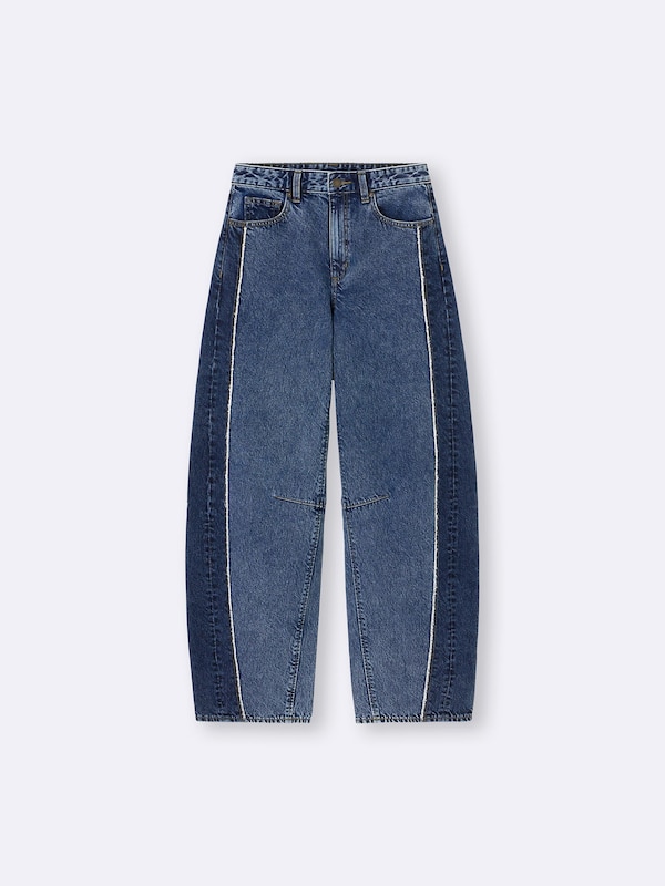 2トーンバレルレッグジーンズ+EC(丈長め81.0cm)