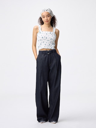ライトデニムベルテッドワイドパンツ+EC(丈長め80.0cm) 【レディース】 【パンツ】【GU公式/ジーユー】 【NAVY】 ライトデニムベルテッドワイドパンツ+EC(丈長め80.0cm) 【レディース】 【パンツ】【GU公式/ジーユー】 【NAVY】
