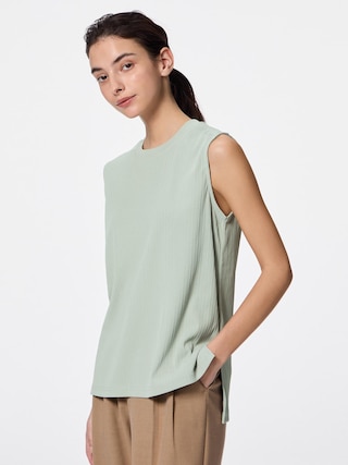 リブスリットチュニック(ノースリーブ) 【レディース】 【Tシャツ・スウェット】【GU公式/ジーユー】 【GREEN】 リブスリットチュニック(ノースリーブ) 【レディース】 【Tシャツ・スウェット】【GU公式/ジーユー】 【GREEN】
