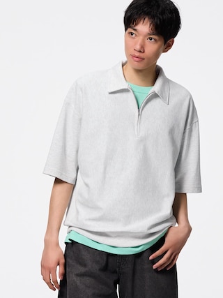 ハーフジップスウェT(5分袖)Q 【メンズ】 【シャツ・ポロシャツ】【GU公式/ジーユー】 【LIGHT GRAY】 ハーフジップスウェT(5分袖)Q 【メンズ】 【シャツ・ポロシャツ】【GU公式/ジーユー】 【LIGHT GRAY】