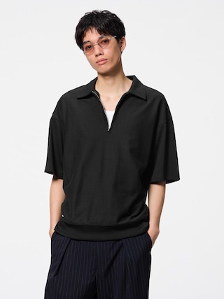 ハーフジップスウェT(5分袖)Q 【メンズ】 【Tシャツ・スウェット】【GU公式/ジーユー】 【BLACK】 ハーフジップスウェT(5分袖)Q 【メンズ】 【Tシャツ・スウェット】【GU公式/ジーユー】 【BLACK】
