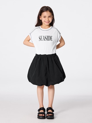 GIRLSカットソーコンビネーションバブルワンピース 【KIDS・TEEN】 【キッズ ワンピース・サロペット】【GU公式/ジーユー】 【BLACK】 GIRLSカットソーコンビネーションバブルワンピース 【KIDS・TEEN】 【キッズ ワンピース・サロペット】【GU公式/ジーユー】 【BLACK】