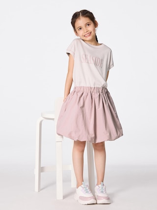 GIRLSカットソーコンビネーションバブルワンピース 【KIDS・TEEN】 【キッズ ワンピース・サロペット】【GU公式/ジーユー】 【PINK】 GIRLSカットソーコンビネーションバブルワンピース 【KIDS・TEEN】 【キッズ ワンピース・サロペット】【GU公式/ジーユー】 【PINK】