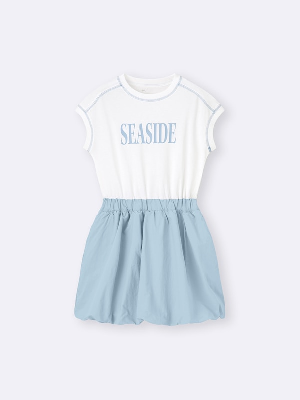 GIRLSカットソーコンビネーションバブルワンピース
