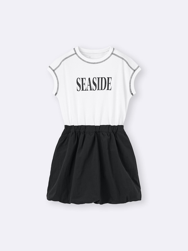 GIRLSカットソーコンビネーションバブルワンピース