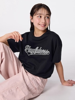 GIRLSクロップドギャザースウェットプルオーバー(半袖)JR+E