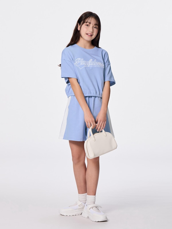 GIRLSクロップドギャザースウェットプルオーバー(半袖)JR+E
