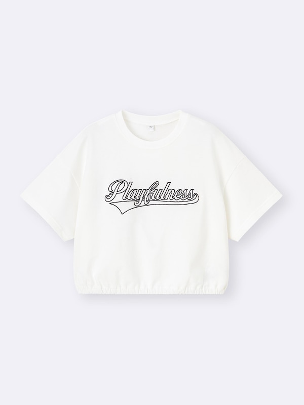 GIRLSクロップドギャザースウェットプルオーバー(半袖)JR+E