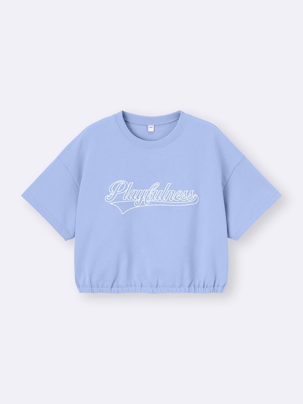 GIRLSクロップドギャザースウェットプルオーバー(半袖)JR+E