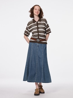 ライトデニムフレアマキシスカート