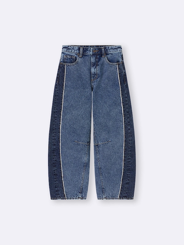 2トーンバレルレッグジーンズ+EC (丈短め)