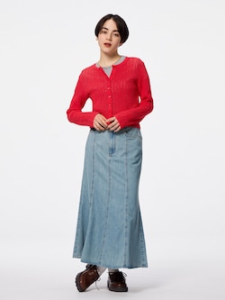 ライトデニムフレアマキシスカート+EC(丈短め85.0～89.0cm)