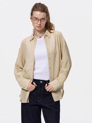 シアーオーバーサイズシャツRS+E 【レディース】 【シャツ・ブラウス】【GU公式/ジーユー】 【BEIGE】 シアーオーバーサイズシャツRS+E 【レディース】 【シャツ・ブラウス】【GU公式/ジーユー】 【BEIGE】