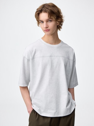 ボクシーフットボールT(5分袖) 【メンズ】 【Tシャツ・スウェット】【GU公式/ジーユー】 【LIGHT GRAY】 ボクシーフットボールT(5分袖) 【メンズ】 【Tシャツ・スウェット】【GU公式/ジーユー】 【LIGHT GRAY】