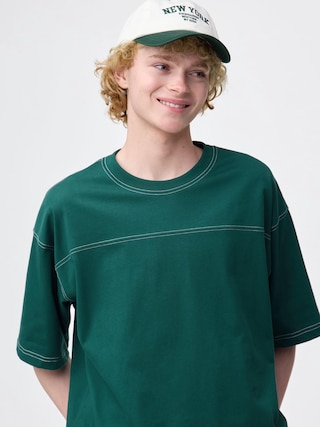 ボクシーフットボールT(5分袖) 【メンズ】 【Tシャツ・スウェット】【GU公式/ジーユー】 【DARK GREEN】 ボクシーフットボールT(5分袖) 【メンズ】 【Tシャツ・スウェット】【GU公式/ジーユー】 【DARK GREEN】