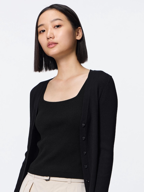 リブニットショートスクエアネックタンクトップ+EC