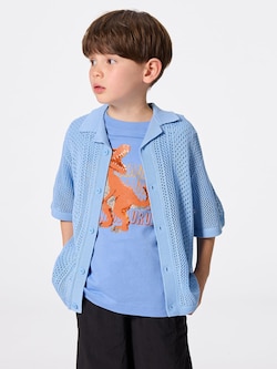 KIDS(男女兼用)ウォッシャブルメッシュニットシャツ(5分袖)NT+E