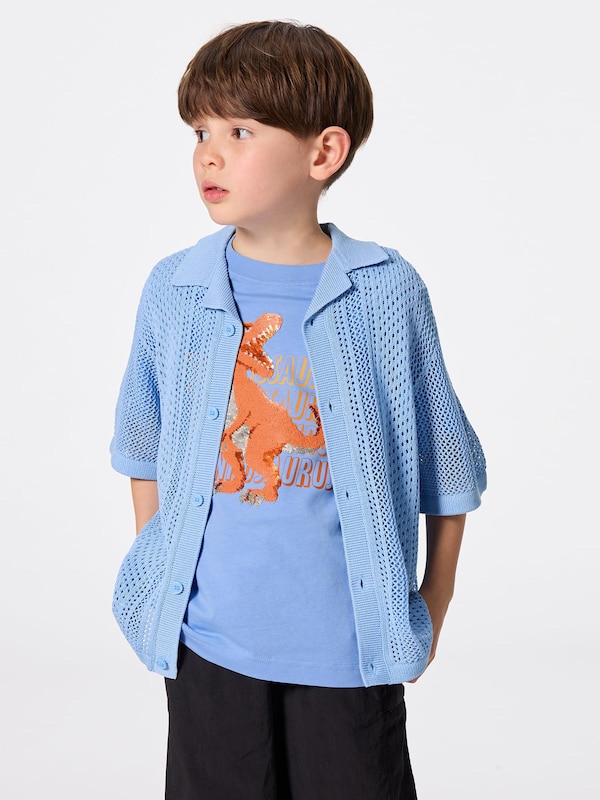 KIDS(男女兼用)ウォッシャブルメッシュニットシャツ(5分袖)NT+E