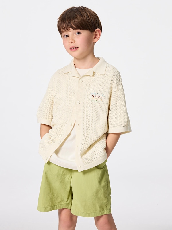 KIDS(男女兼用)ウォッシャブルメッシュニットシャツ(5分袖)NT+E