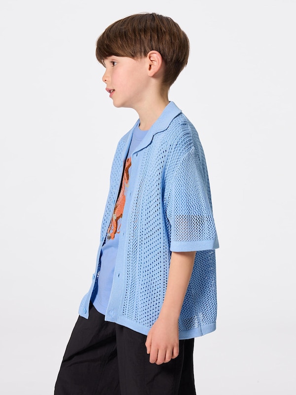 KIDS(男女兼用)ウォッシャブルメッシュニットシャツ(5分袖)NT+E