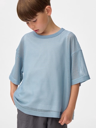 KIDS(男女兼用)メッシュレイヤードT(5分袖) 【KIDS・TEEN】 【キッズ Tシャツ・スウェット・ニット】【GU公式/ジーユー】 【BLUE】 KIDS(男女兼用)メッシュレイヤードT(5分袖) 【KIDS・TEEN】 【キッズ Tシャツ・スウェット・ニット】【GU公式/ジーユー】 【BLUE】