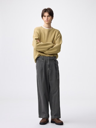 デニムベルテッドパンツNTQ+E 【メンズ】 【パンツ】【GU公式/ジーユー】 【GRAY】