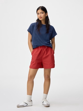 ナイロンショートパンツ+X 【レディース】 【パンツ】【GU公式/ジーユー】 【RED】 ナイロンショートパンツ+X 【レディース】 【パンツ】【GU公式/ジーユー】 【RED】