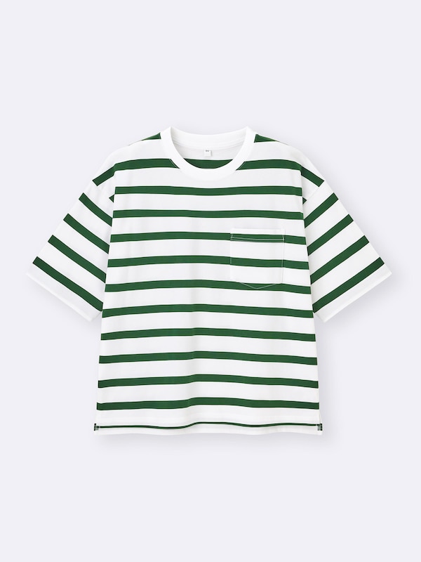ボクシーT(5分袖)(ボーダー)(オーバーサイズ)