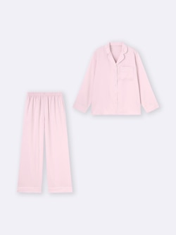 サテンパジャマ(長袖&ロングパンツ)