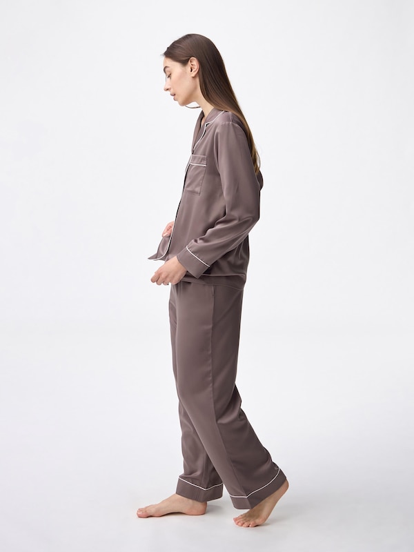 サテンパジャマ(長袖&ロングパンツ)