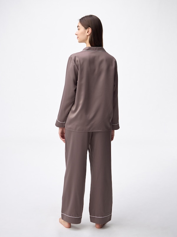 サテンパジャマ(長袖&ロングパンツ)