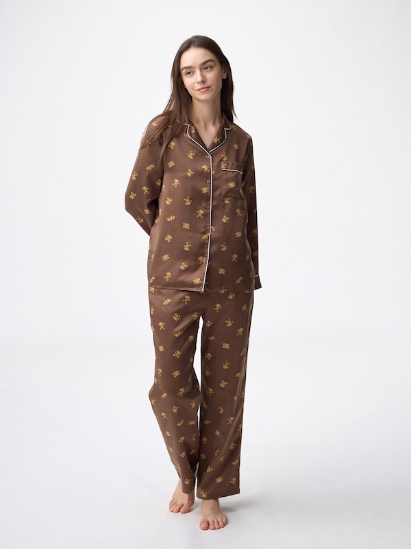 サテンパジャマ(長袖&ロングパンツ)(ベア)