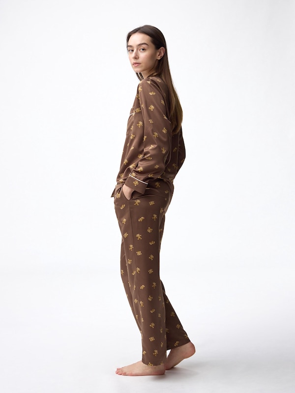 サテンパジャマ(長袖&ロングパンツ)(ベア)