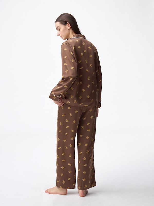 サテンパジャマ(長袖&ロングパンツ)(ベア)